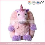Custom stuffed unicorn backpack toy plush unicorn school bag
