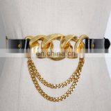 TWOTWINSTYLE Waist Sweat Belt For Women PU Patchwork Metal Chain Hollow Out Adjustable Streetwear thumbnail-4