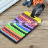 Silicone luggage tag, SGS approved stripe mixed color luggage tag