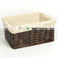 Hand-woven Wicker Willow Storage Baskets Nesting Organizer w/ Lining thumbnail-5