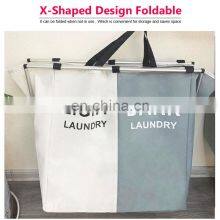 Trendy Multi Purpose New Modern Storage Double Folding Collapsible Laundry Basket thumbnail-5