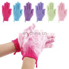 Wholesale Viscose Custom Logo Gloves Korean Exfoliating Remove Scrub Dead Skin Beauty Bath Gloves Silk Exfoliating Gloves