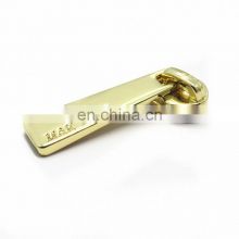 High polish blank custom gold metal zip logo puller for garment/bags
