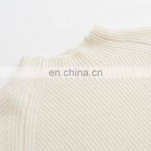 Women's Casual Winter Cashmere Pullover Sweater With Thick Long Raglan Sleeves and Knitted Rib Geometric Pattern Crew Neck thumbnail-3