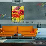 Handmade Home Decor Artwork Red Flowers Oil Painting on Canvas thumbnail-5