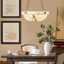 Vintage Alabaster Chandelier​ Bowl Artdecolite Lighting thumbnail-1