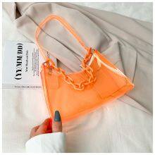 Stylish Transparent Jelly Shoulder Bag for Women, Colorful PVC Underarm Crossbody With Chain Strap, Spring Summer Casual thumbnail-1