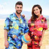 Couples Beach Hawaiian Leisure Men's and Women's 100% Cotton Short Sleeve Shirt Printing Loose Big Yards thumbnail-4