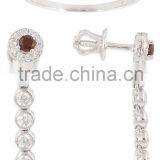 Pear & Round Shape Garnet Ring Earring Set thumbnail-1