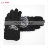 Ladies High-quality Woolen Gloves With Rabbit Fur Ball thumbnail-1