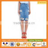 Wholesale High Quality Sexy Distressed Denim Pencil Skirt For Women Women Clothing