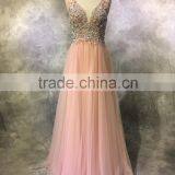 China Wholesale V-back V-neck Elegant Bridesmaid Gown thumbnail-2