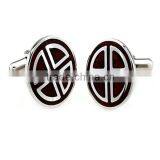 Custom Round Stainless Steel Wood Keyhole Cufflinks With Logo thumbnail-1
