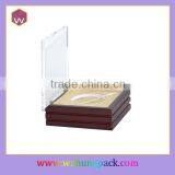 Glass Top Window Matte Lacquer Brown Wooden Medal Packaging Box thumbnail-3