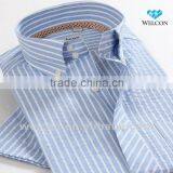 Italy Style Latest Brand Design Pure Cotton Button Down Collor Blue Stripe Short Sleeve Men Oxford Shirt thumbnail-1