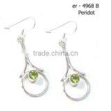 925 Sterling Silver Semi Precious Gemstone Peridot Earrings thumbnail-1