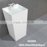 Solid Surface Stone Resin Square Free Standing Pedestal Resin Wash Basin,,Artificial Stone Freestanding Washing Basin thumbnail-6