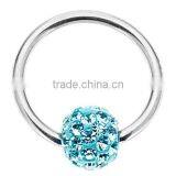 14G 716 Aqua CZ Disco Ball 316L Surgical Steel Captive Bead Ring thumbnail-1