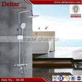 Luxury Double Handle 8 Inch Rainfall Shower Head Thermostatic Bath Shower Faucet Set thumbnail-1