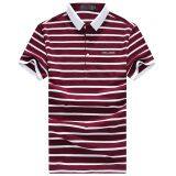 Men's T-shirt T-shirt Lapel Burst Men's Summer Business New Stripe Short Sleeved Polo Shirt thumbnail-1