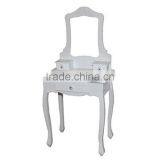 European Style Solid Wood Makeup Table Set With Stool Bedroom Dresser Simple Modern Ivory White Cosmetic Table With Mirror thumbnail-1