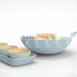 Set Handmade Bamboo Salad Bowls and Spoons, Lacquered Bamboo Products thumbnail-4