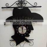 Hot Sale Black Color Figure Head Decorative Metal Wall Mounted Clock thumbnail-2