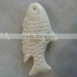Wholesale 20-40mm White Fish Carved Natural Coral Pendant thumbnail-1