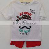sunny babies colors printed and embroidered O-neck cotton knitted short sleeve T-shirt with red knitted shorts for Summer