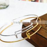 Hot Sale Silver/Gold Plated Wire Bangle Bracelet Copper Adjustable Wire Bangle Bracelet To Add Your Charms