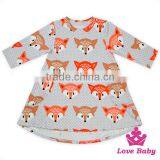 Lovely Children Dress Printed Long Sleeve Short Front Long Behind With 2 Pockets Latest Frock Designs thumbnail-1
