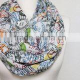 Stamps Pattern Chiffon Infinity Scarf, Circle Scarf, Long Scarf, Mother's Day Gift Ideas For Her, Spring - Summer - Fall - Winte thumbnail-6