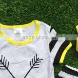 Girls Summer Outfits Baby Girls Boutique Clothing Girls Arrow Outfits Stripe Capri Pants Sets With Matching Bows thumbnail-3