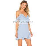 Women Summer Wholesale China Clothing Cold Shoulder Frill Slip Dress thumbnail-2