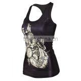 Polyester Tank Top Backless With Spandex Printed Black Size:Free Size Sold By PC thumbnail-2