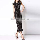 Chiffon Women Casual Set Pants Different Size & Top Printed Striped Black thumbnail-1