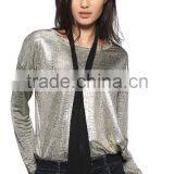 Ladies Customized Special Fabric Long Sleeve Short Front Long Back Flashing Soft T-shirt thumbnail-1