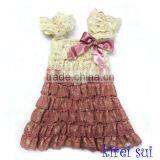 Girl Dusty Pink Ivory Cap Sleeves Lace Ruffles Dress Pettidress LDCLZA24 thumbnail-1