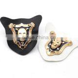 Black/white PU Sew on Leather Label Patches Metal Alloy Skull Badges Cloth Labels for Jeans Jacket PLB-019 thumbnail-3