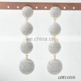 2017 Bon Bon Style Thread Wrapped Ball Drop Earrings thumbnail-2