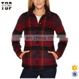 Chinese supplier woman winter custom check t-shirt coats