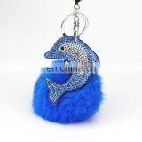 Leather rhinestone dolphin bling keychains for girls