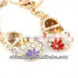 3D diamonds embroidered shoes keychain with gold hook CD-KD050