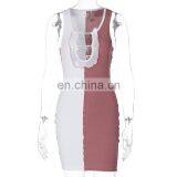New Women's Sexy Chest Mesh Stitching Hollow Contrast Women Bodycon Dress thumbnail-5