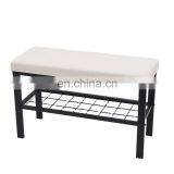 Customized Modern and Practical Metal Change Shoe Stool Shelves Storage Bench With Seating for Living Room thumbnail-1