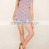 Wholesale Boutique Clothing China Kids Floral Print Crochet Trim Tops thumbnail-4