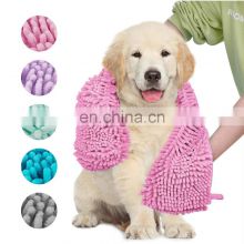 Wholesale Absorbent Microfiber Chenille Dog Drying Towels Soft Cat Microfiber Towels Cleaning Washcloth Pet Towels