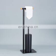 Bathroom Standing Toilet Brush and Paper Holder With Bamboo thumbnail-2