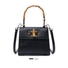 Hot-selling Ostrich Print Manual Small Package Ladies Trapezoid Bamboo-handle Handbag thumbnail-4