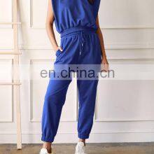 Fashion Cotton Sleeveless Crop Top Matching Jogger Pants Sportswear Yoga Set Loose Casual Gym Fitness Women Running Clothing thumbnail-3